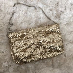 Betsey Johnson gold sequin clutch